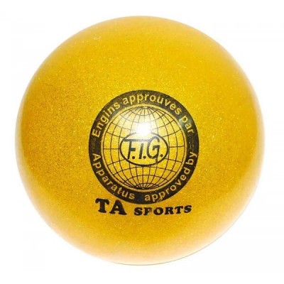 Мяч для художественной гимнастики FIG 19 см Желтый с блестками FG-9-19-YL