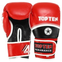 Перчатки боксерские кожаные TT PERFORMANCE 10-14oz черно-красный TOP-041R