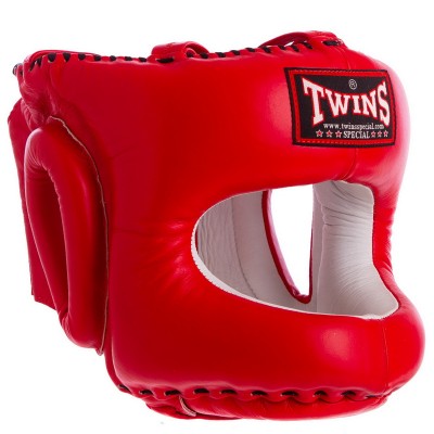 Шлем боксерский с бампером кожаный TWINS HGL10 Красный