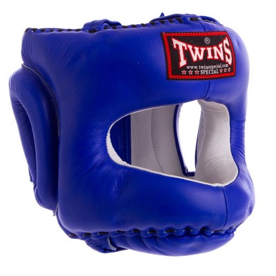 Шлем боксерский с бампером кожаный TWINS HGL10 Синий
