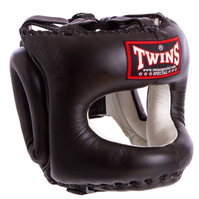 Шлем боксерский с бампером кожаный TWINS HGL10 Черный