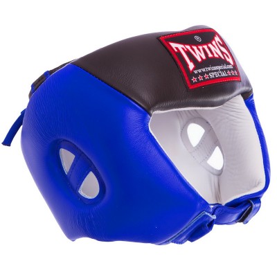 Шлем боксерский открытый кожаный TWINS HGL8-2T-BL Синій (Оригинал)
