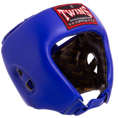 Шлем боксерский открытый кожаный TWINS HGL8-BL Синій (Оригинал)