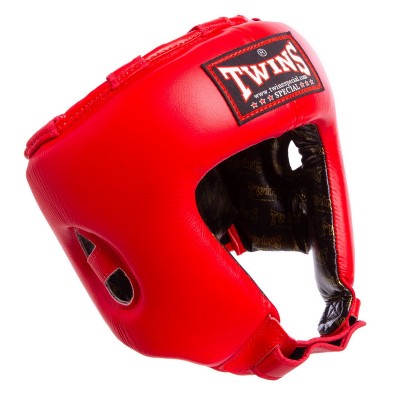 Шлем боксерский открытый кожаный TWINS HGL8-R Красный (Оригинал)