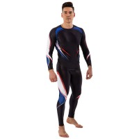 Костюм компрессионный мужской рашгард лонгслив и штаны Domino S-2XL черный-белый-красный-синий TC210-KC210-6