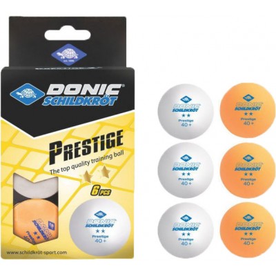 Шарики для настольного тенниса 6 штук Donic Prestige 2* 40+ (Оригинал) 608523