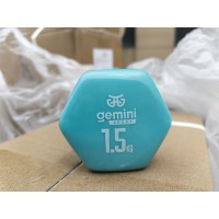 Гантель для фитнеса с виниловым покрытием 2шт по 1.5кг Gemini Sport GSD-1.5CYAN