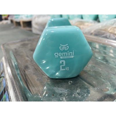 Гантель для фитнеса с виниловым покрытием 2шт по 2.0кг Gemini Sport GSD-2.0CYAN