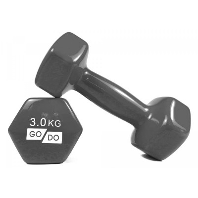 Гантель для фитнеса с виниловым покрытием 2шт GoDo GD-3.0GREY