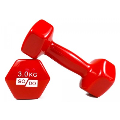 Гантель для фитнеса с виниловым покрытием 2шт GoDo GD-3.0R Гантель для фитнеса с виниловым покрытием 2шт GoDo GD-3.0R