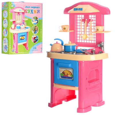 гр Кухня №4 Моя перша кухня 3039 (3) Technok Toys, пательня, каструля, 2 тарілки, 2 чашки, столове приладдя, чайник, в коробці