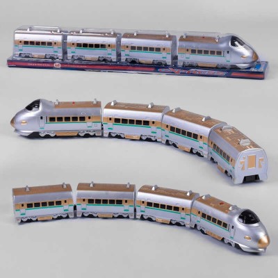Потяг 757 Р (24) Пасажирський експрес, на батарейках, 3 вагони, підсвічування, об`їжджає перешкоди, у слюді