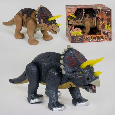 Динозавр WS 5301 (24) 2 кольори, на батарейках, 35 см, ходить, рухає пащею та хвостом, підсвічування очей, звук, у коробці