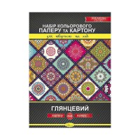 гр Набір кольорового картону та паперу А4 глянцевий КПК-А4-16 (20)односторонній Апельсин