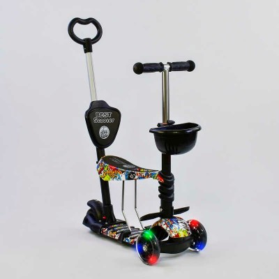 Самокат 5в1 34760 (1) Best Scooter, АБСТРАКЦИЯ, PU колеса, ПОДСВЕТКА  КОЛЕС, в коробке