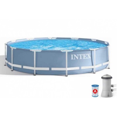 Intex Бассейн каркасный 26712 NP (1) размер 366x76 см (насос-фильтр картриджный 2 006 лч), объем воды - 6503л, в коробке