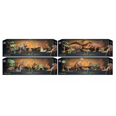 Набор динозавров Q 9899 Q 3 (24) 4 вида, 7 элементов, 5 динозавров, 2 аксессуара, в коробке