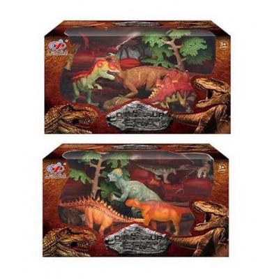 Набор динозавров Q 9899-206 (24/2) 2 вида, 7 элементов, 5 динозавров, 2 аксессуара, в коробке