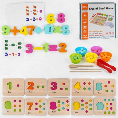 Дерев’яна іграшка C 54476 (32) логічна гра, сортер, картки, вивчення цифр, в коробці