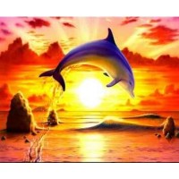 Картина за номерами HCEG 30388 (30) TK Group, Дельфіни на заході сонця, 30х40см, в коробці