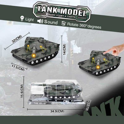 Танк 383-23 D24D24D1 (482) Tank Model, 2 кольори, світло, інерція, тріскачка, рухоме дуло, у слюді