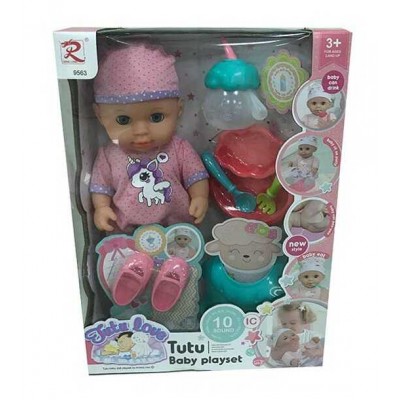 Пупс 9563 (24) Tutu Baby playset, музичний чіп, характерні звуки та фрази, заплющує очі, аксесуари, в коробці