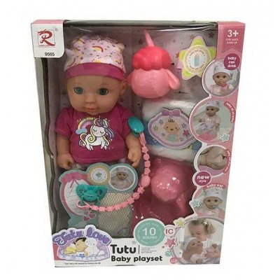 Пупс 9565 (24) Tutu Baby playset, музичний чіп, характерні звуки та фрази, заплющує очі, аксесуари, в коробці