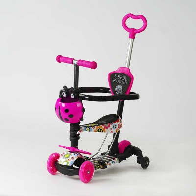 Самокат 5в1 LS-96302 (1) Best Scooter, з ДОП. КОЛІСАМИ, захисний бампер, PU колеса зі світлом, в коробці