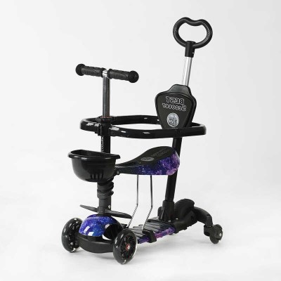Самокат 5в1 LS-90225 (1) Best Scooter, з ДОП. КОЛІСАМИ, захисний бампер, PU колеса зі світлом, в коробці