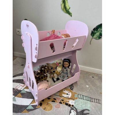 гр Ліжечко для ляльок качалка, двоярусна №8005 (1) розовая МАСЯ в коробке