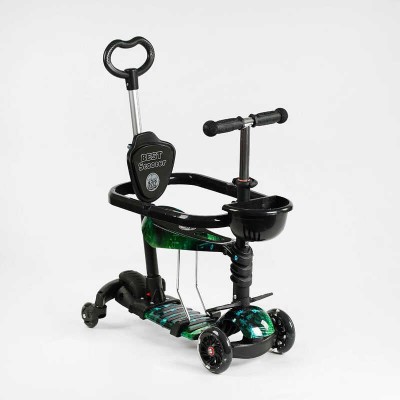 Самокат 5в1 LS-67633 (1) Best Scooter, з ДОП. КОЛІСАМИ, захисний бампер, PU колеса зі світлом, в коробці