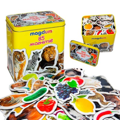 гр Набір магнітів ML4031-61 EN (16) Magdum, 85 елементів, тварини, фрукти, в коробці