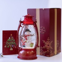 Новогодний декор фонарь музыкальный с LED подсветкой 23 см 12939 (красный)
