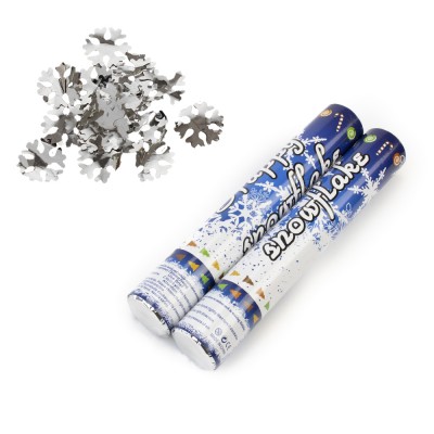 Хлопушка пневматическая 30см со снежинками