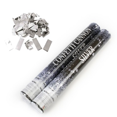 Хлопушка пневматическая 40см с прямоугольниками (серебряными)