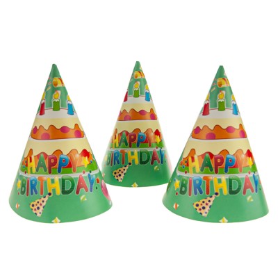 Бумажные праздничные колпачки 20см Тортик (уп. 10шт) Бумажные праздничные колпачки 20см Тортик (уп. 10шт)