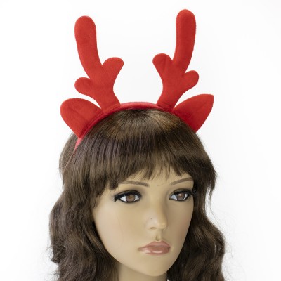 Рога Оленя на обруче рождественский велюровые (красные)
