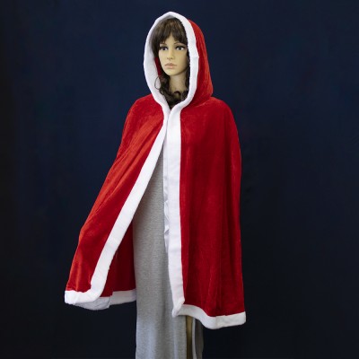 Карнавальный плащ накидка Помощница Санты (велюр) Карнавальный плащ накидка Помощница Санты (велюр)