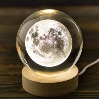 Ночник светильник 3D Хрустальный шар Д8 Космос Луна 13409