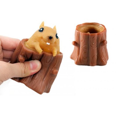 Игрушка антистресс Фуфлик Белочка бежевая из коричневого пенька