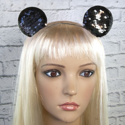 Ушки Микки Мауса с пайетками черный