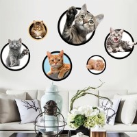 Интерьерная наклейка 3D Котята в рамке XH6229 60х40см