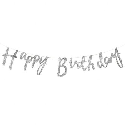 Праздничная гирлянда буквы Happy Birthday (фольга серебро) Праздничная гирлянда буквы Happy Birthday (фольга серебро)