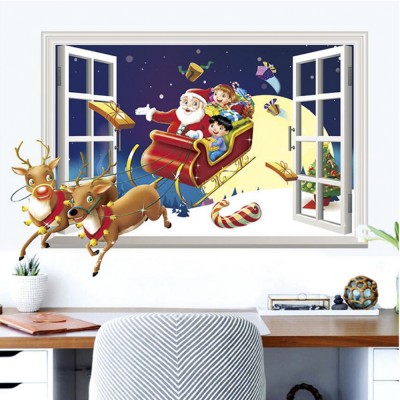 Интерьерная наклейка 3D Рождественские Сани XH7246 50х70см