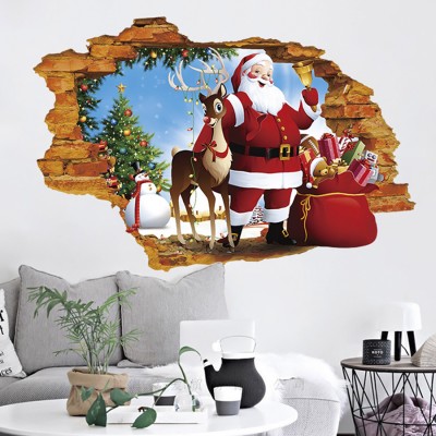 Интерьерная наклейка 3D Санта Клаус и Рудольф XH7247 50х70см
