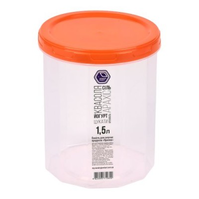 Контейнер пищевой для сыпучих продуктов с резьбой 1.5л d12.5*15.5см