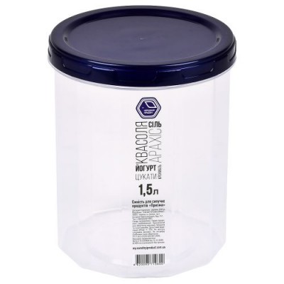 Контейнер пищевой для сыпучих продуктов с резьбой 1.5л d12.5*15.5см
