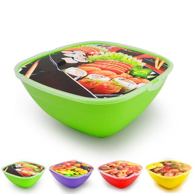 Миска-салатница с крышкой "Ассорти" 1.5л 19*19*8см