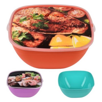 Миска-салатница с крышкой "Ассорти" 2.5л 22*22*10см