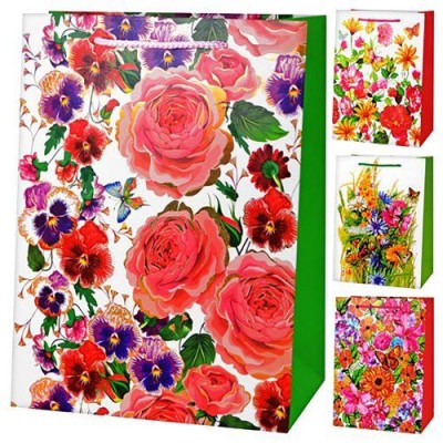 Пакет подарочный бумажный L "Flowers" 31*42*12см